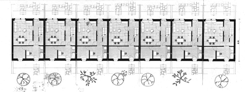 Edifici a schiera. Pianta piano primo