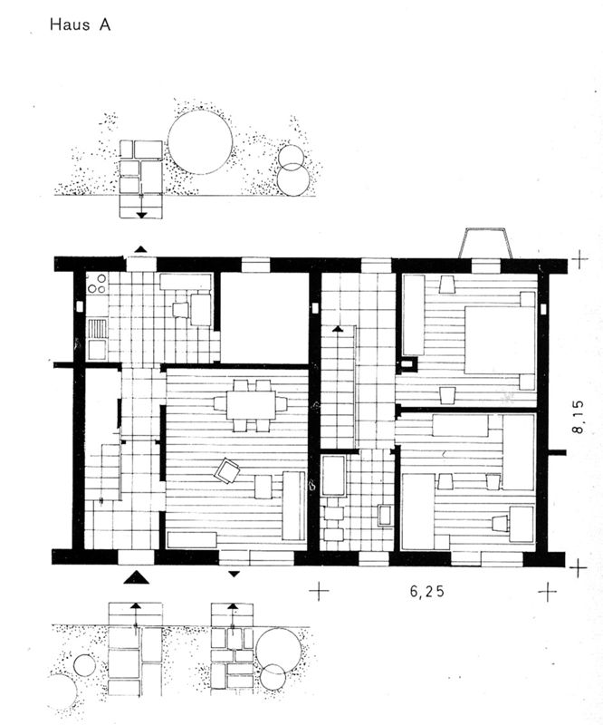 Edifici a schiera. Pianta alloggio