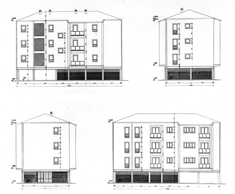 Edifici in linea. Prospetto