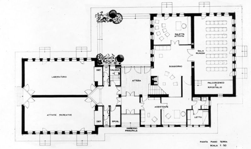 Centro sociale. Pianta piano terra