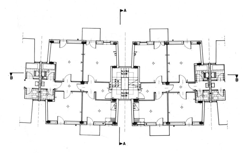 Edifici in linea. Pianta piano tipo