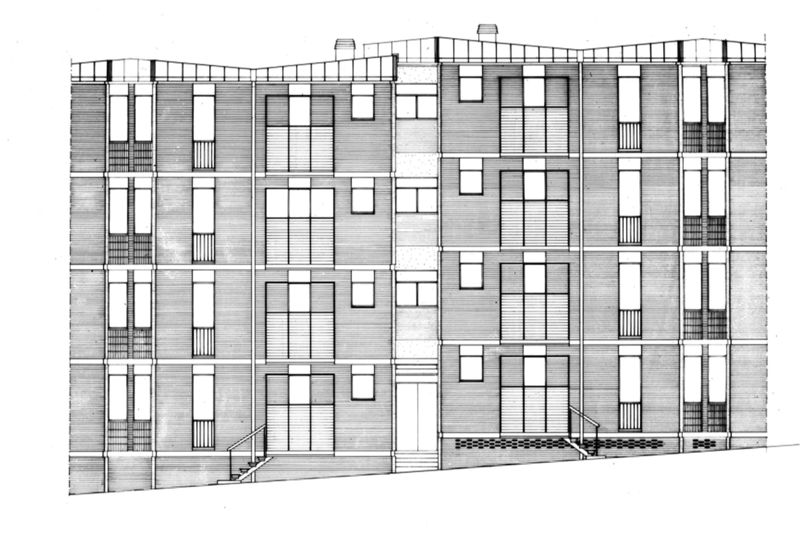 Edifici in linea. Prospetti lato cucine