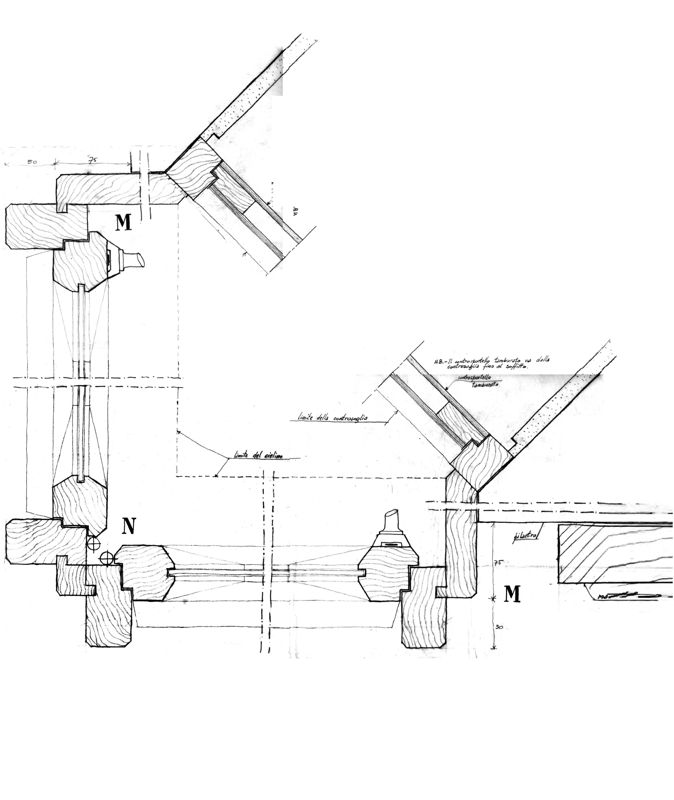 Finestre d'angolo. Sezione nodi M-N