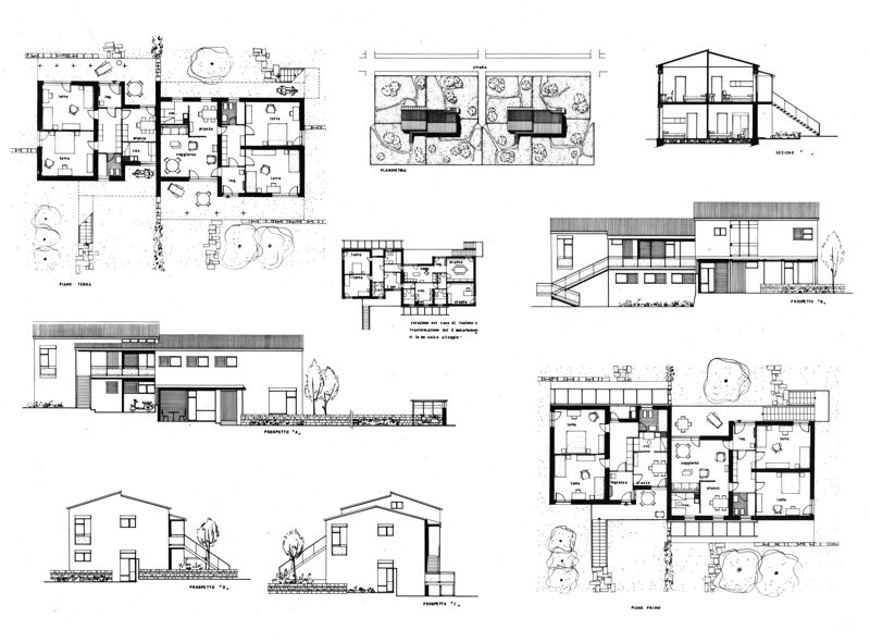 Tipo A. Piante, prospetti, sezioni