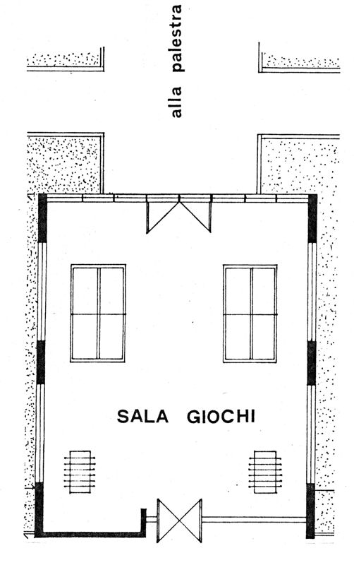 Pianta della spina centrale: sala giochi