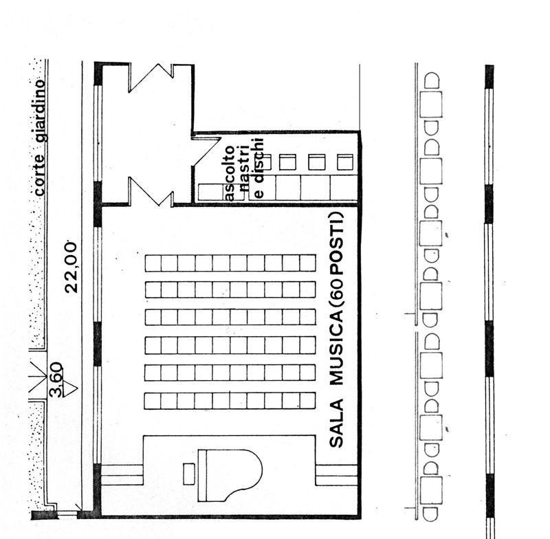 Pianta della spina centrale: sala musica