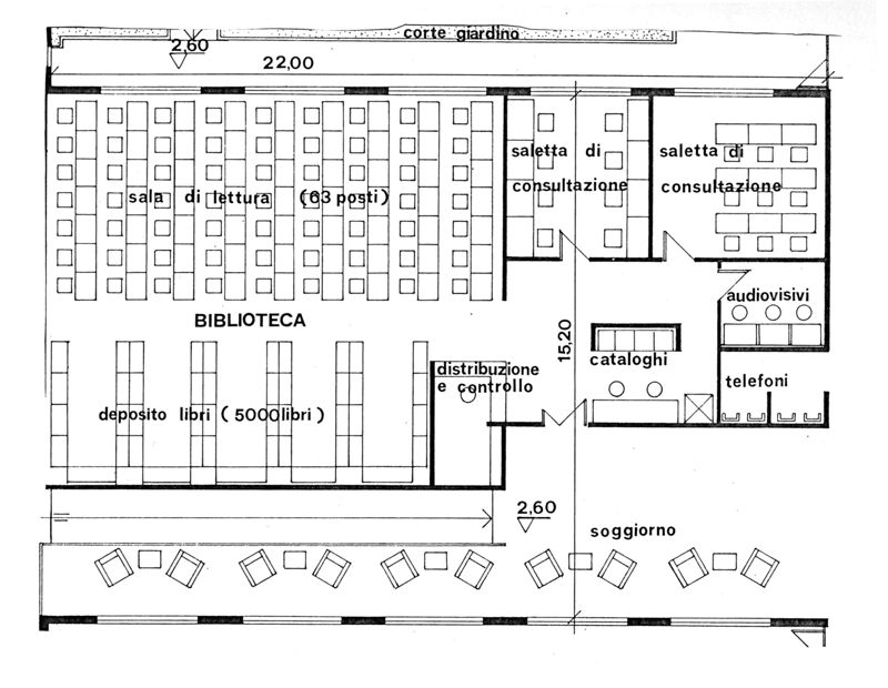 Pianta della spina centrale: biblioteca