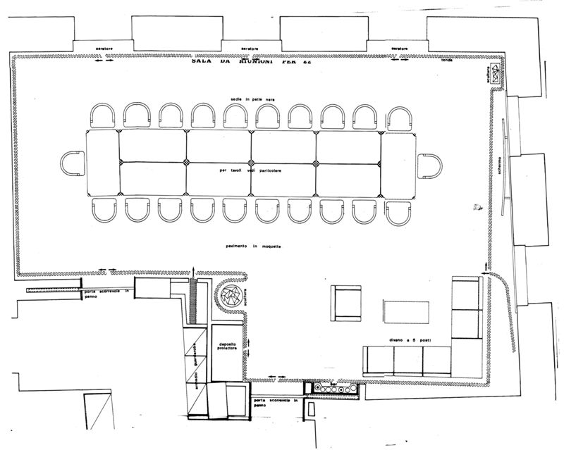 Zona riunioni a assetto variabile: pianta a una sala