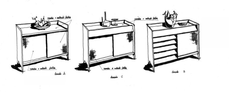 Stanza da pranzo. Mobile credenza