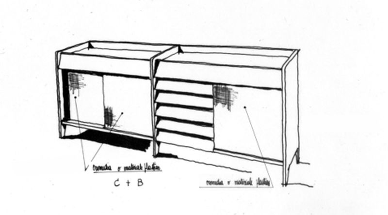 Stanza da pranzo. Mobile credenza