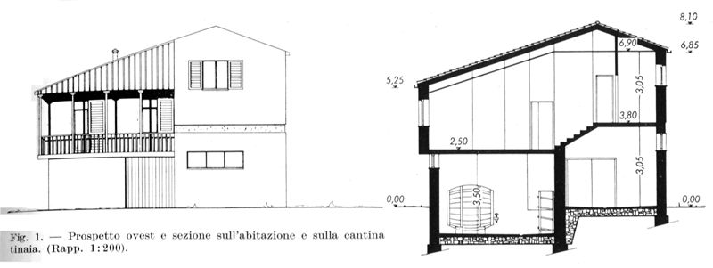 Progetto 1. Prospetto e sezione ovest