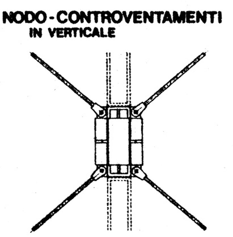 Scheletro portante con nodo scorporato. Correlazioni nodo - controventi