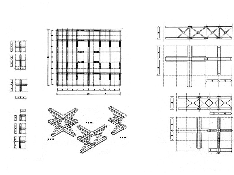 Solaio a elementi cruciformi, dettagli A-D
