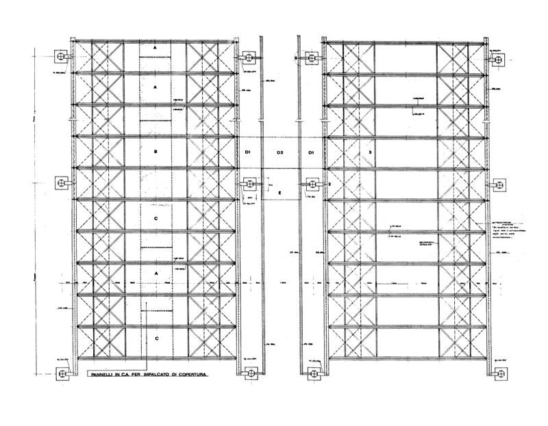 Progetto es. del settore E - Strutture. Pianta coperture