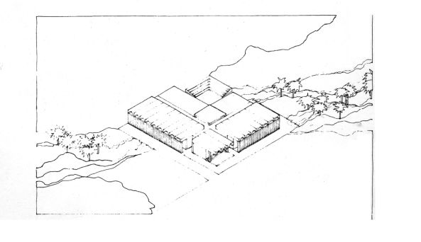 Primary school. Modello classico. 5 aule. Assonometria