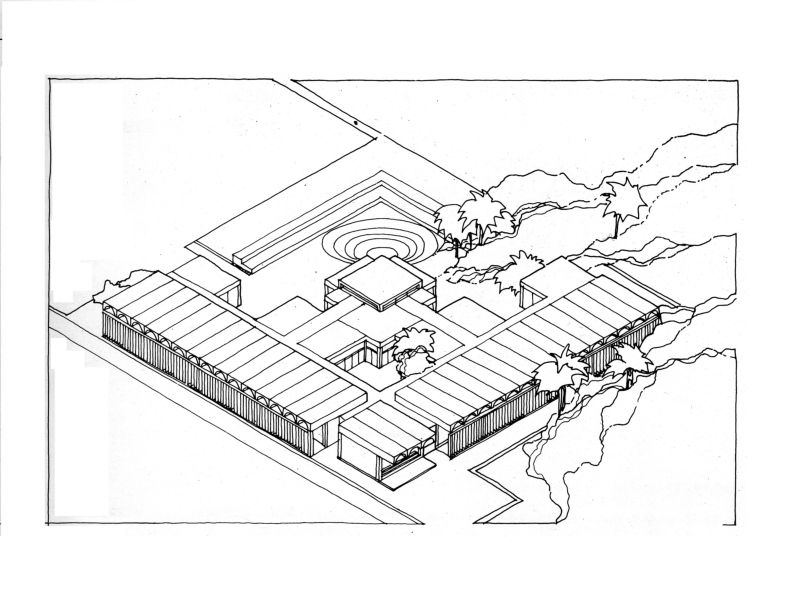 Primary school. Modello classico. 10 aule. Assonometria