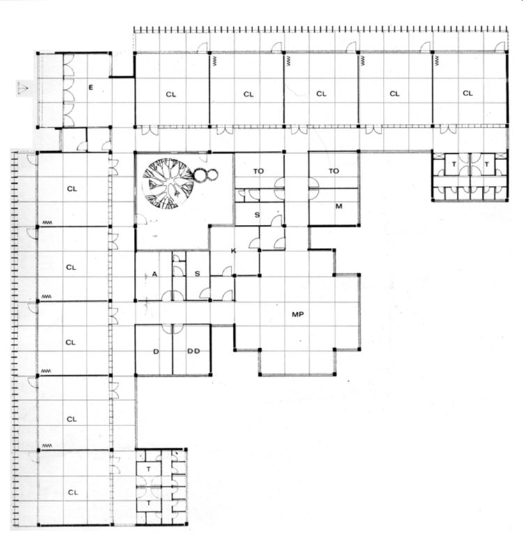 Primary school. Modello classico. 10 aule. Pianta