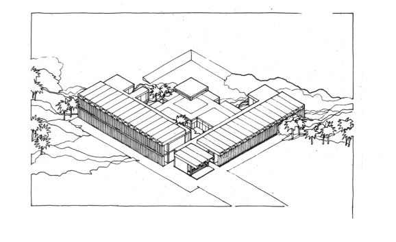 Primary school. Modello classico. 15 aule. Assonometria