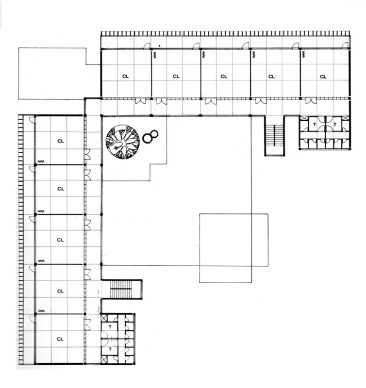 Primary school. Modello classico. 20 aule. Pianta piano