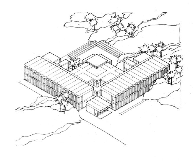 Primary school. Modello classico. 20 aule. Assonometria