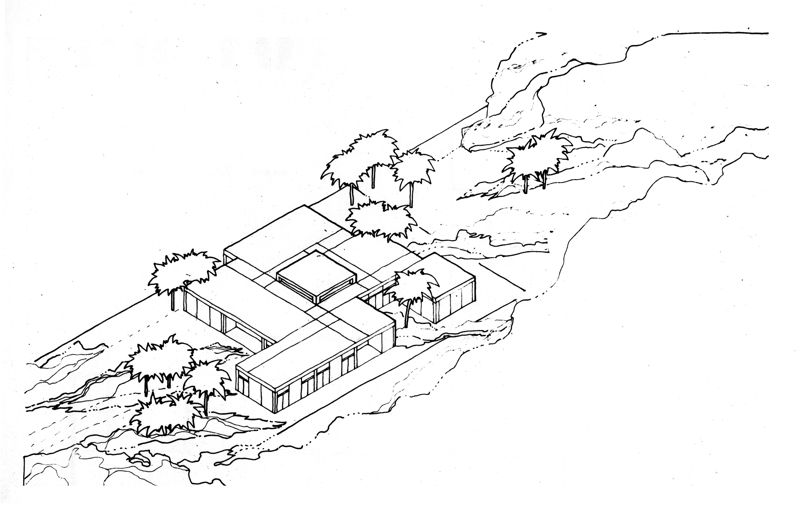 Primary school. Modello compatto. 5 aule. Assonometria