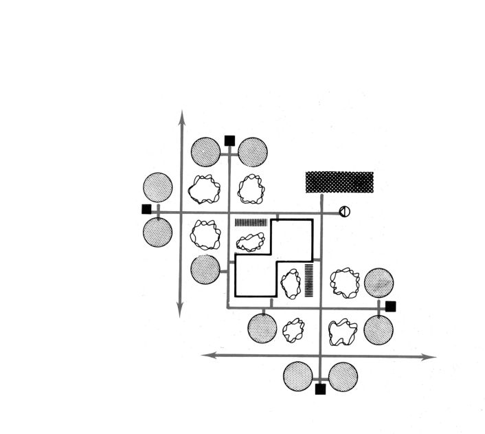 Primary school. Modello a patio. Schema distributivo