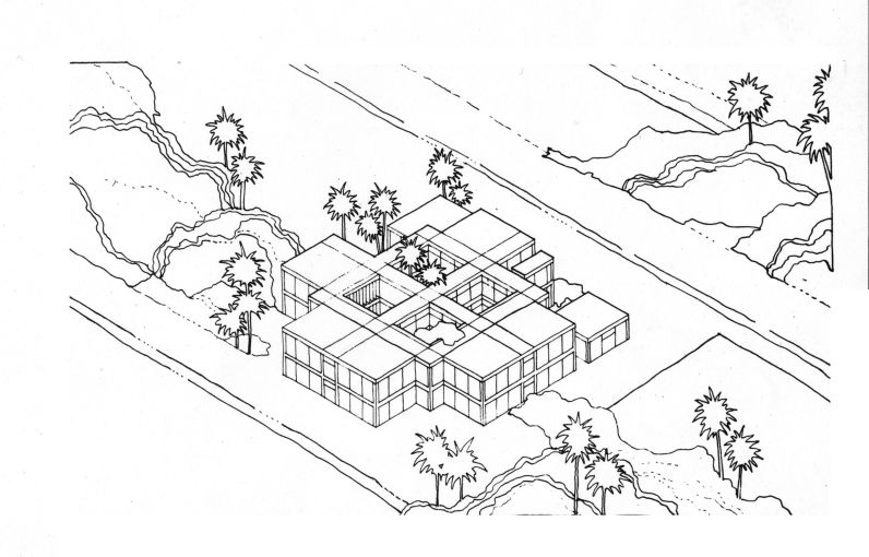 Primary school. Modello a patio. 10 aule - 2 piani. Assometria