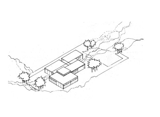 Primary school. Modello a nuclei. 5 aule. Assonometria