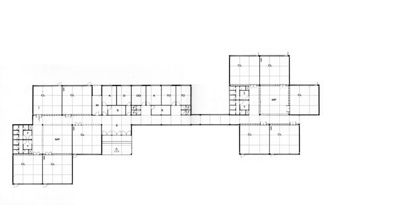 Primary school. Modello a nuclei. 10 aule. Pianta