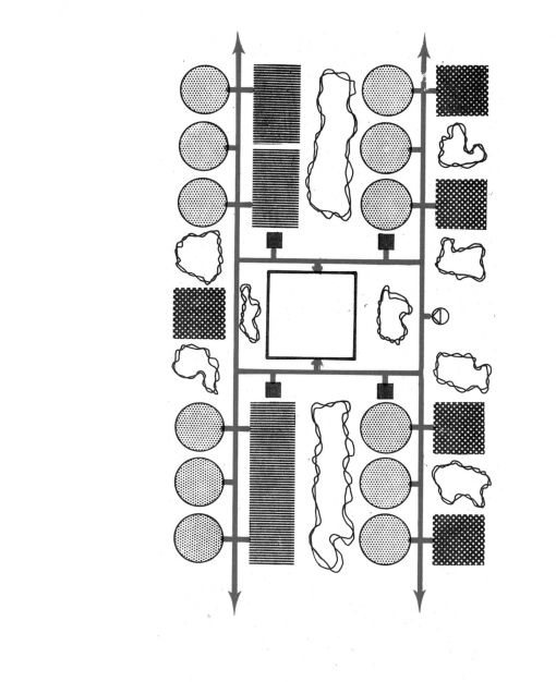 Guidance school. Modello a patio a pettine. Schema distributivo