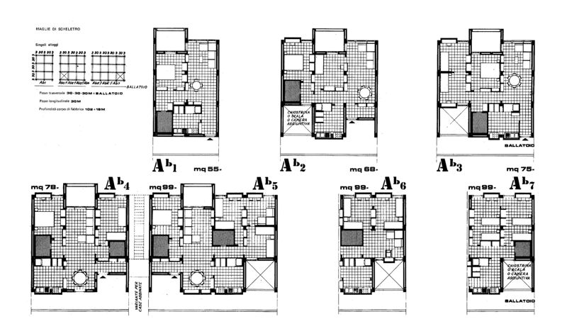 Alloggi tipo. Ab1-Ab7