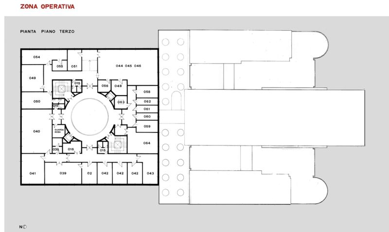 Studio di fattibilità. Studio distributivo funzionale delle zone operativa e logistica. Pianta piano terzo