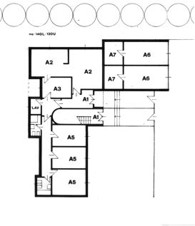 Studio di fattibilità. Studio zona alloggi familiari a livello funzionale e costruttivo. Pianta edificio B, piano terra