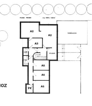 Studio di fattibilità. Studio zona alloggi familiari a livello funzionale e costruttivo. Pianta edificio B, piano primo