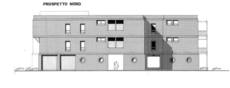 Progetto di massima. Zona alloggi. Prospetto nord