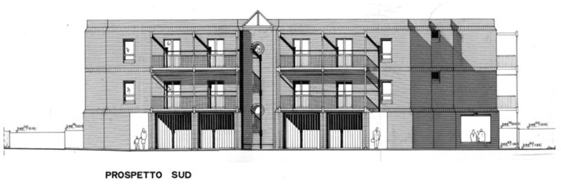 Progetto di massima. Zona alloggi. Prospetto sud