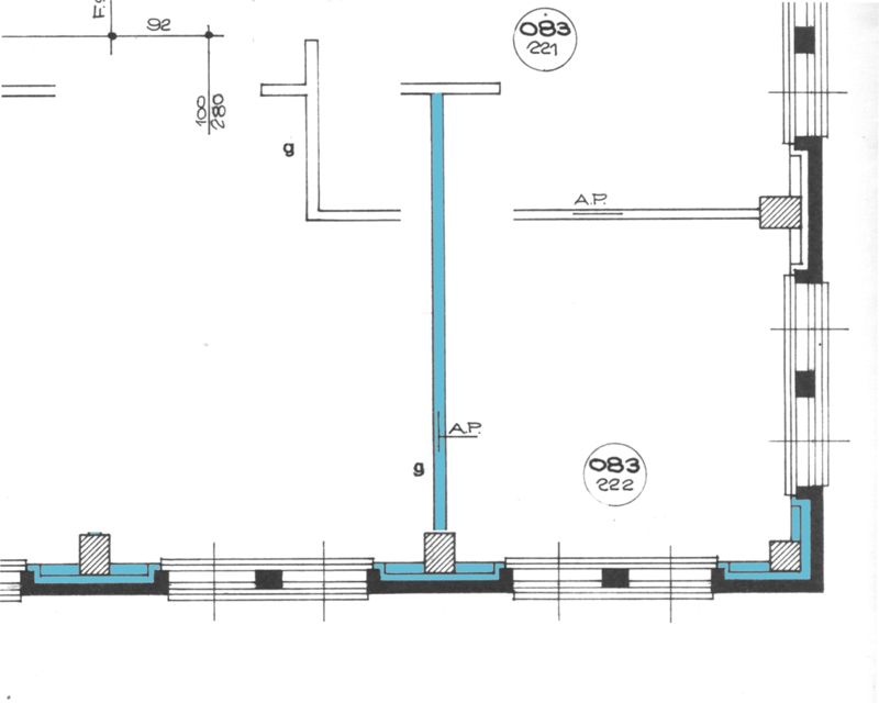 Progetto esecutivo zona operativa. Disegni per cicli di lavorazione. Pianta ciclo controfodere, dettaglio