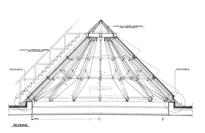 Progetto esecutivo zona operativa. Lucernario dell'atrio, sezione