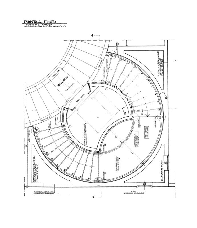Progetto esecutivo zona operativa. Scala e ascensore principale, pianta al finito