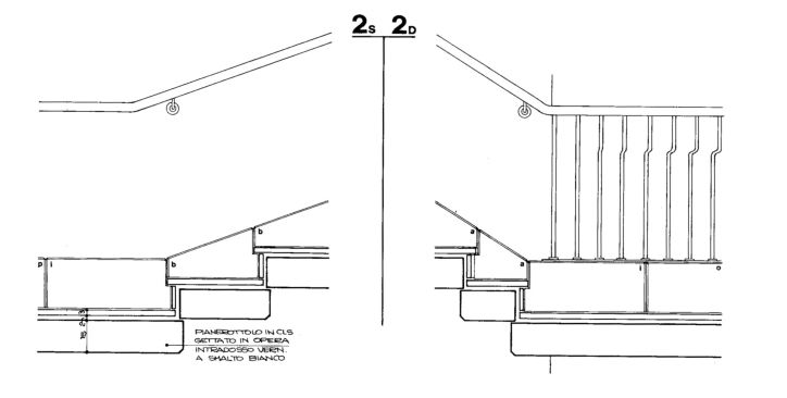Progetto esecutivo zona operativa. Scala principale, dettagli costruttivi pianerottoli