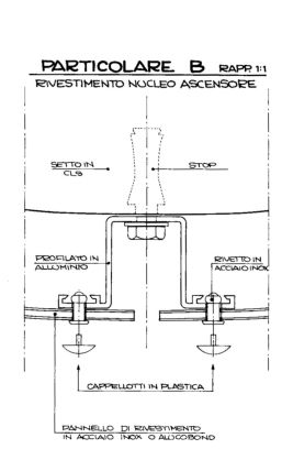 Progetto esecutivo zona operativa. Ascensore, dettagli costruttivi rivestimento inox