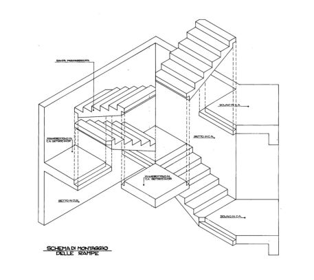 Progetto esecutivo zona operativa. Scala secondaria, montaggio rampe