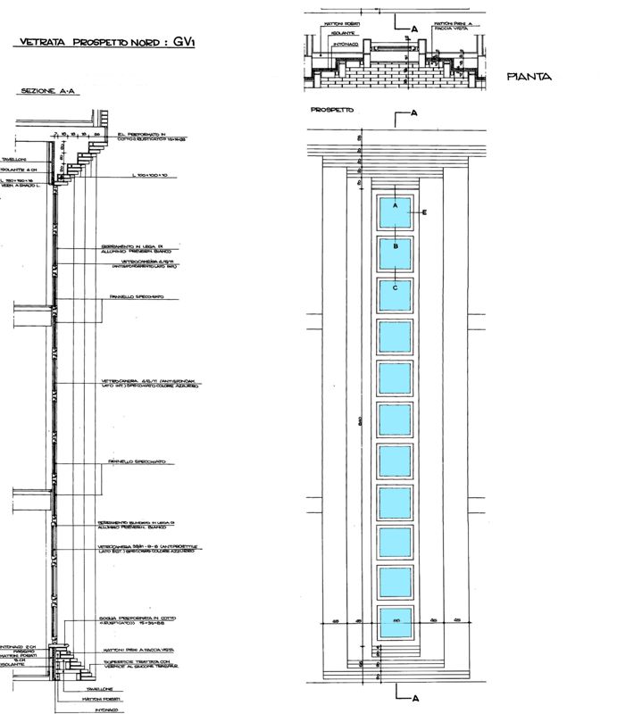 Progetto esecutivo zona operativa. Vetrata prospetto nord